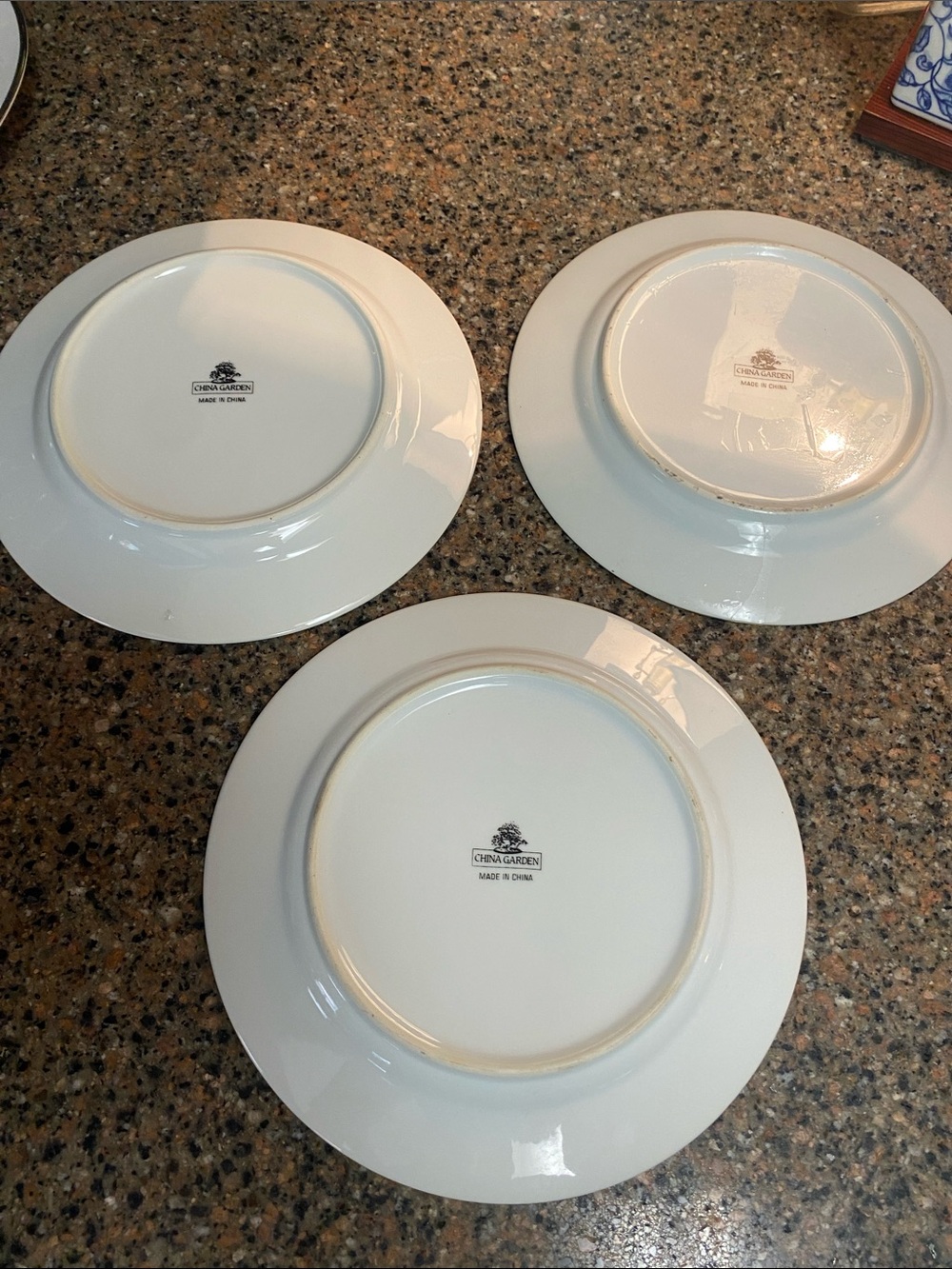 Set of 3 Chinoiserie Blue Floral Fine China Dinner Plates - China Garden - Picture 2 of 4